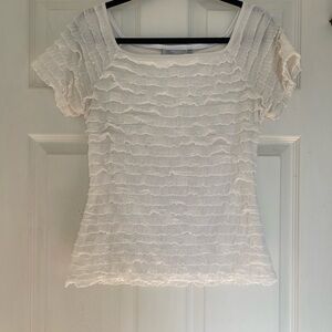 Linea Domani White Ruffled Blouse